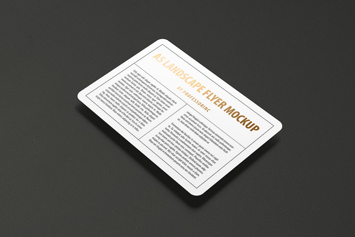 A5尺寸规格圆角宣传单印刷效果图样机素材库精选 A5 Landscape Round Corner Flyer Mockup插图(9)