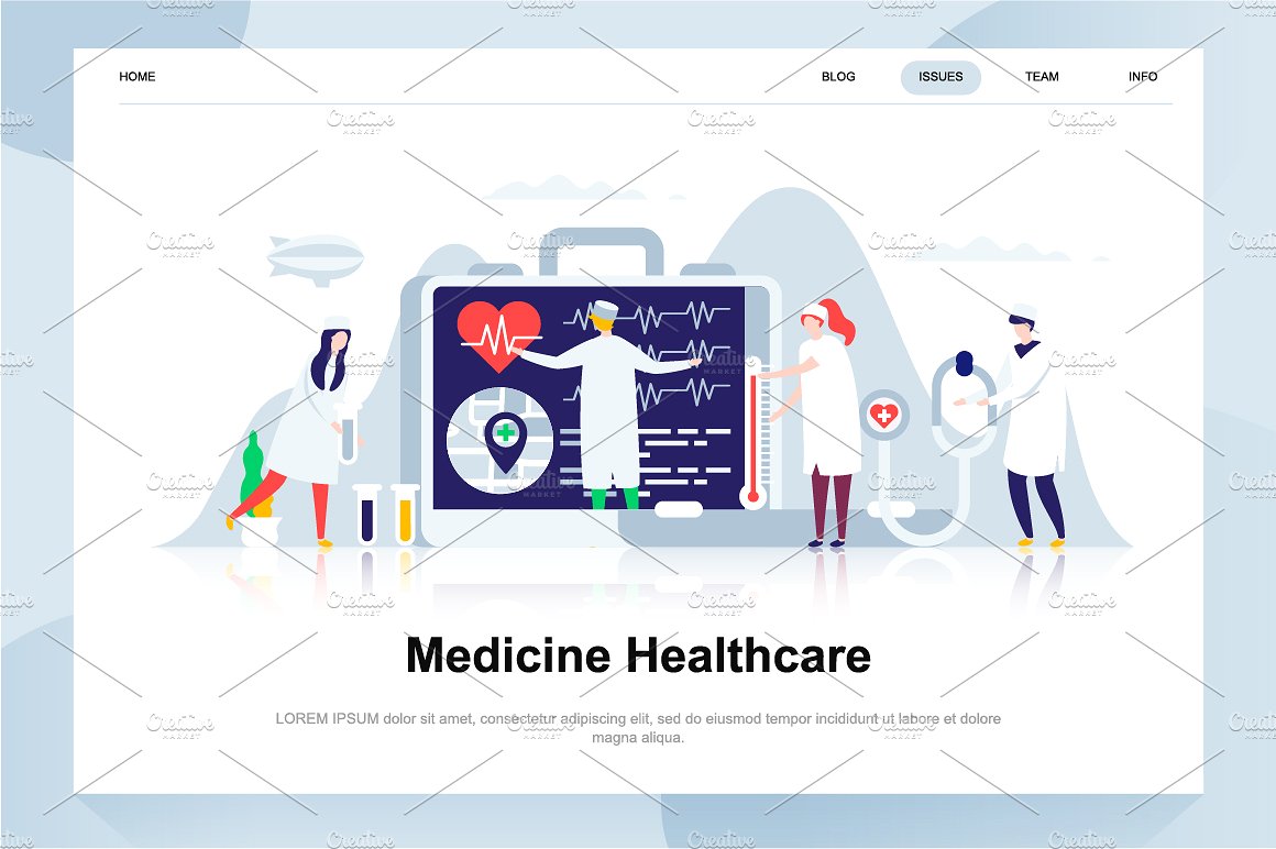 现代化扁平设计理念Web仪表盘登录页面模板 Landing Page Templates插图(18)