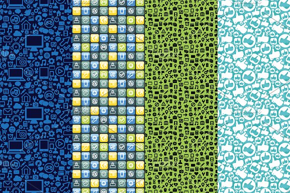 8款社交媒体图标图案背景纹理 8 patterns with social media icons插图(2)