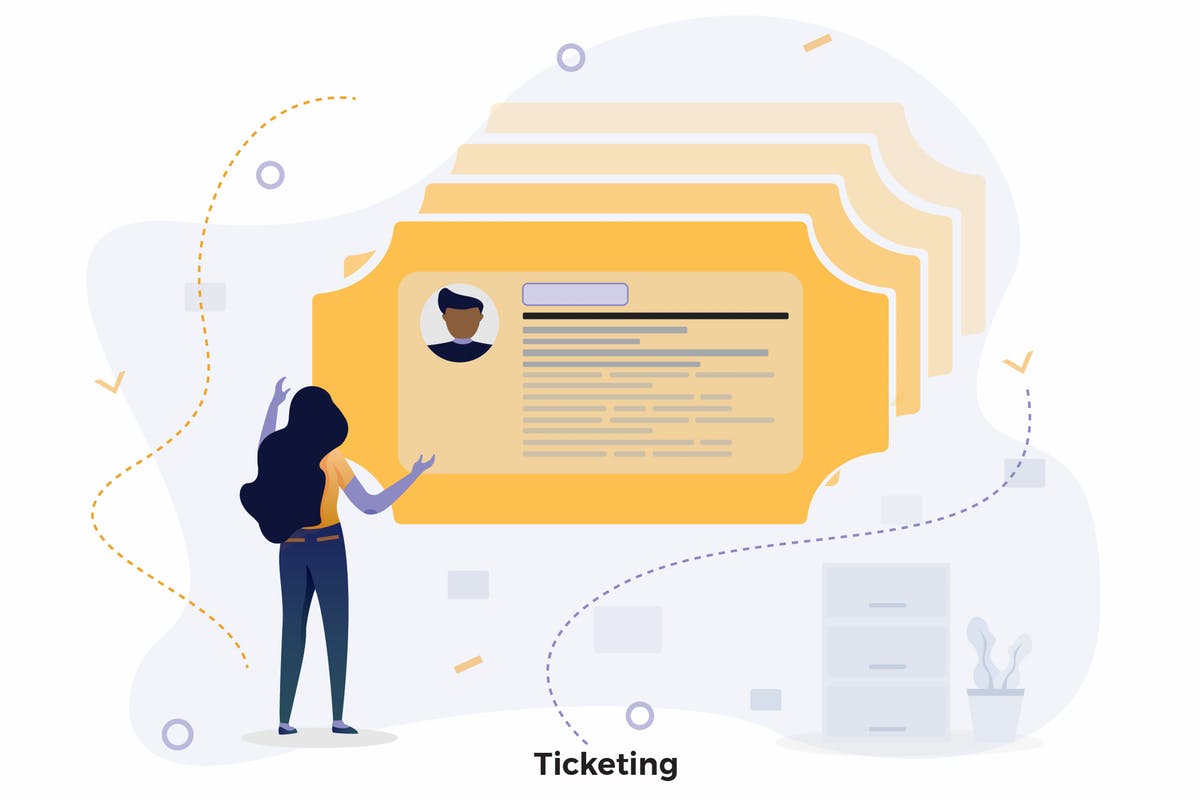 电子票务系统CRM概念插画设计免费素材 Ticketing Illustrations CRM插图