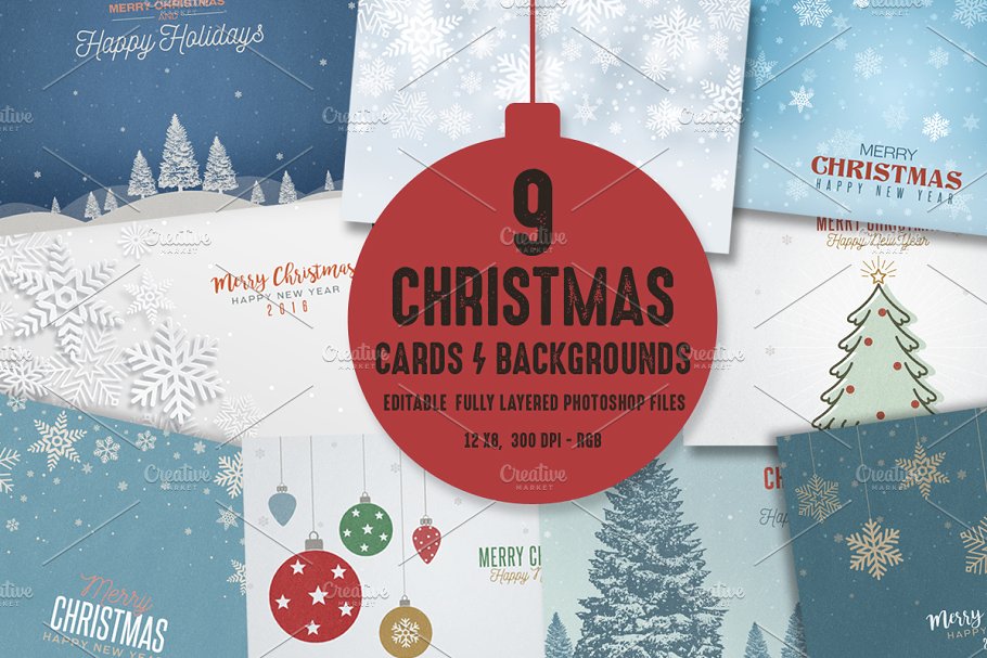 圣诞节主题卡片背景 Christmas Card/Backgrounds插图