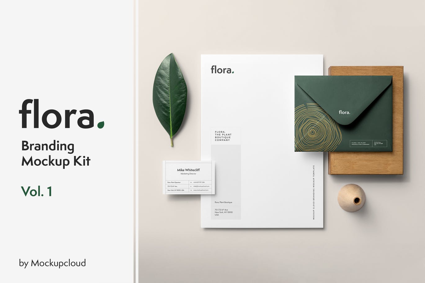 高端企业品牌VI设计效果预览办公用品套装样机v1 Flora Branding Mockup Vol. 1插图