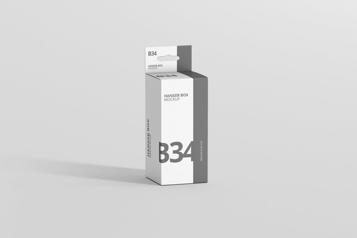 带挂钩的中等矩形尺寸包装盒子样机 Box Mockup – Medium Rectangle Size with Hanger插图