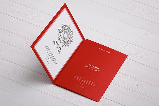 A5三折页设计小册子样机展示模板 Tri-Fold Brochure A5 Mock-up插图(1)