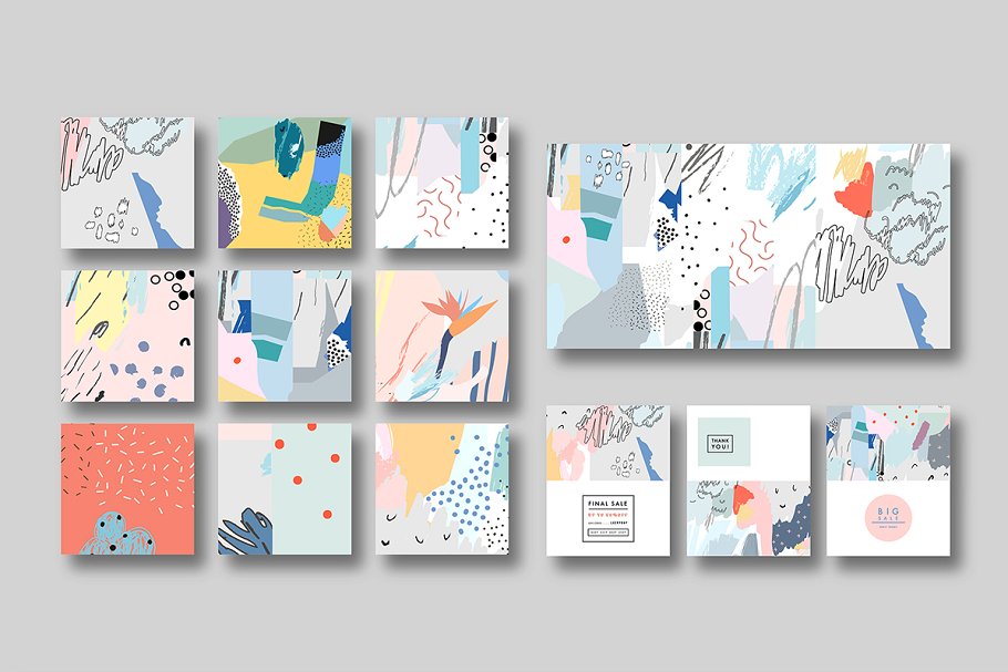 抽象印象派水彩插画素材 CUT out graphic pack.插图(2)