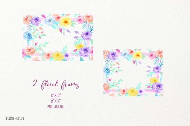 梦幻水粉水彩花卉插画系列合集 Watercolor Collection Dream Pastel插图(4)