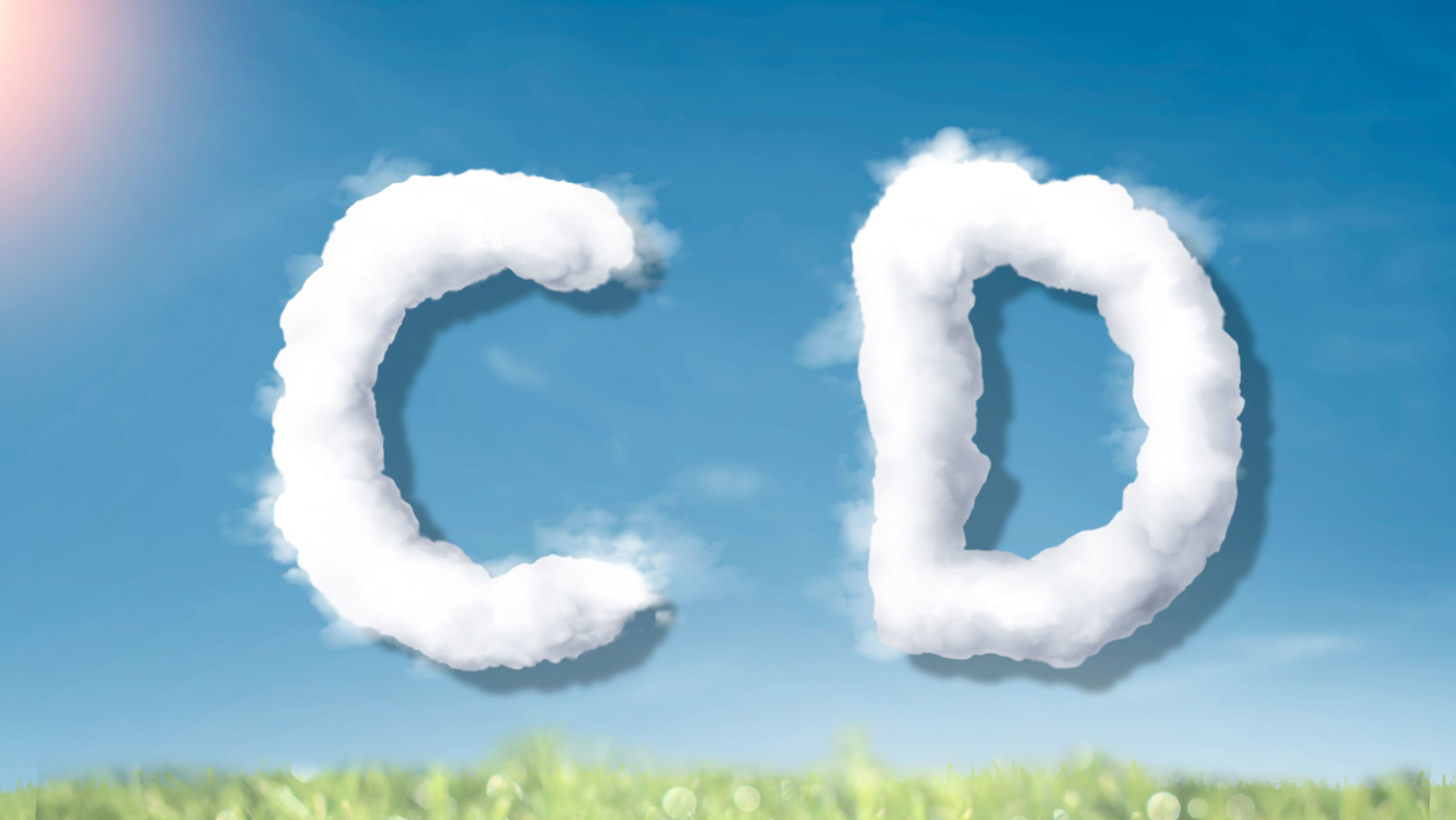 字母“CD”蓝天背景白云英文艺术字体素材库精选PSD素材插图