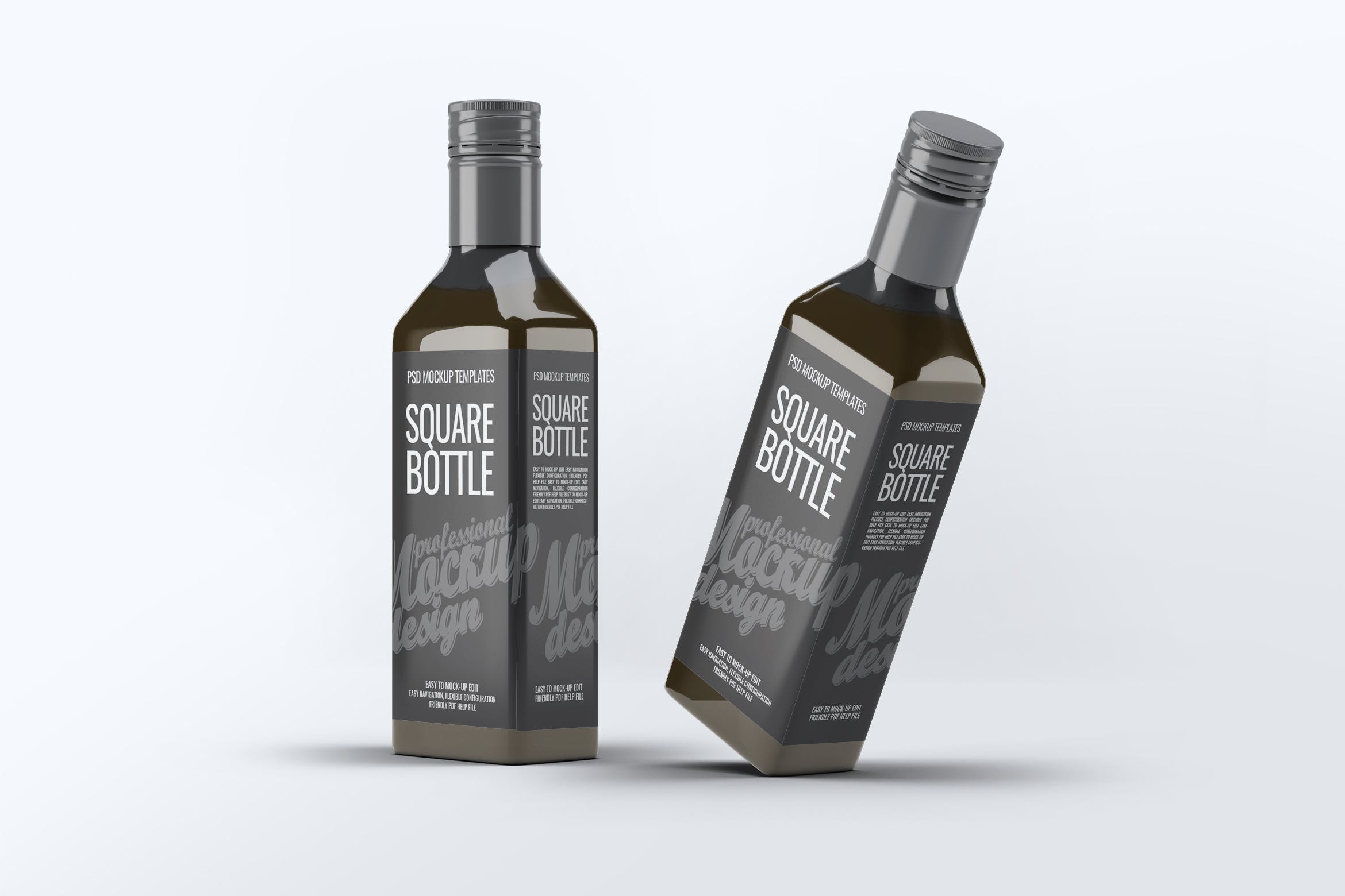 方形玻璃瓶设计样机模板 Square Glass Bottle Mock-Up插图