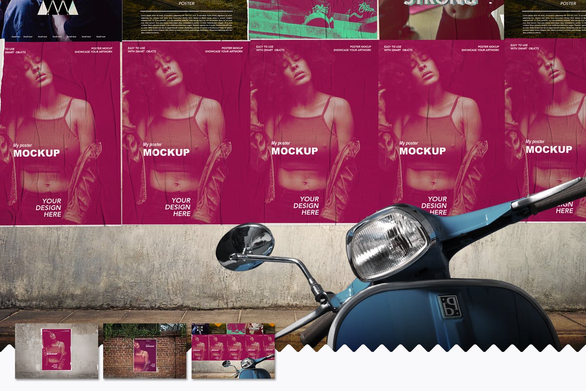 海报张贴效果样机模板 Poster Mockups插图