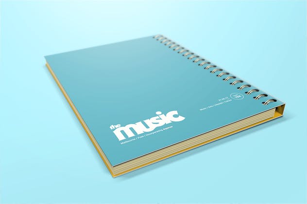 活页精装封面记事本笔记本样机 Spiral Hardbound Book With Folder Cover Mockups插图(8)