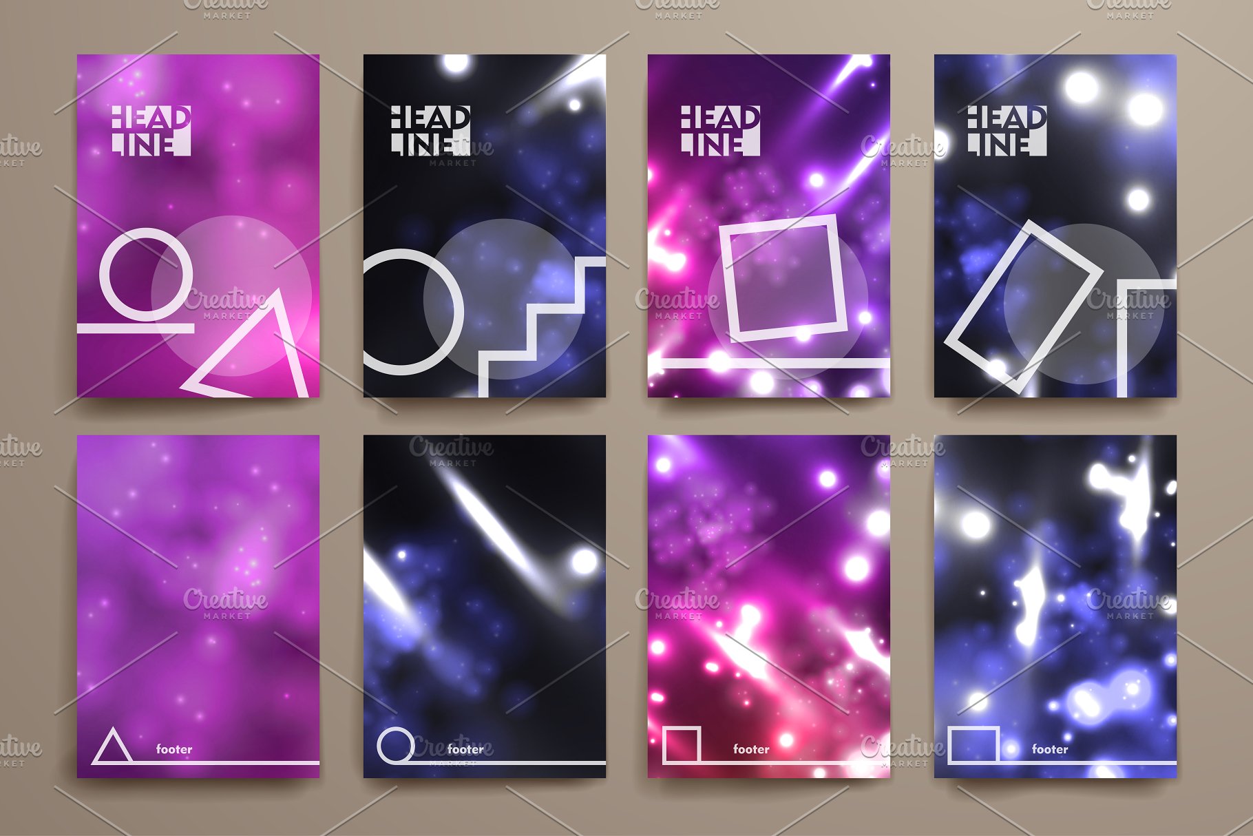 荧光斑驳光点背景画册模板 Set of Abstract Brochures插图(4)