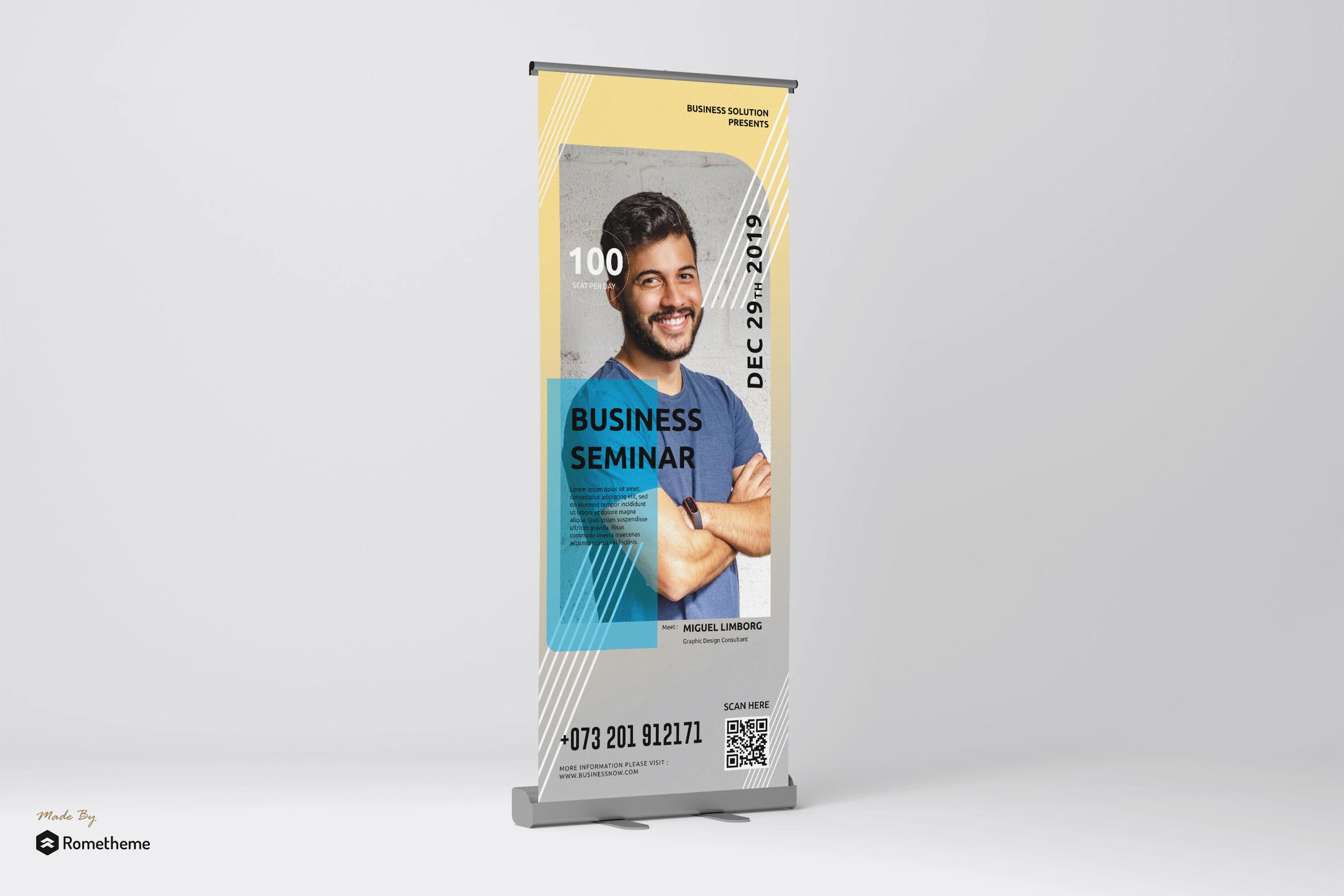商业演讲活动X展架广告海报PSD素材素材库精选模板 Motivator – Business Speaker Roll-up Banner RY插图