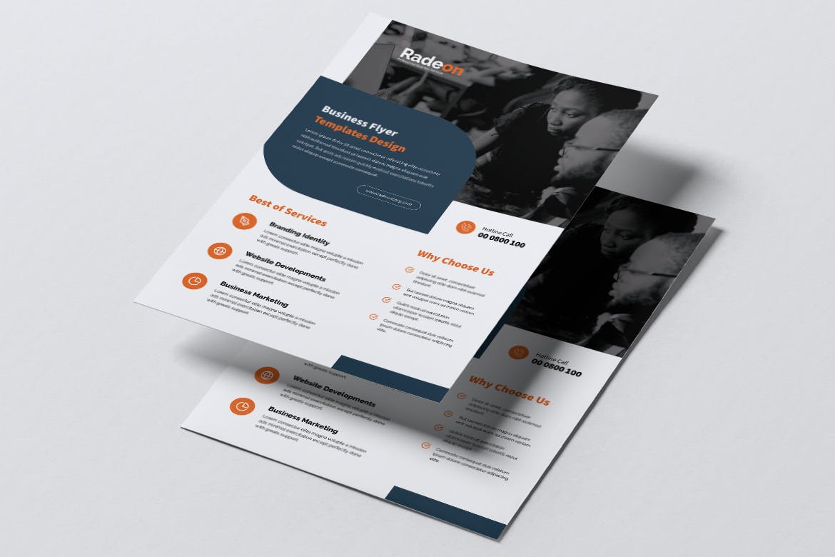 创意代理公司宣传单和名片设计模板 RADEON Creative Agency Flyer & Business Card插图(1)