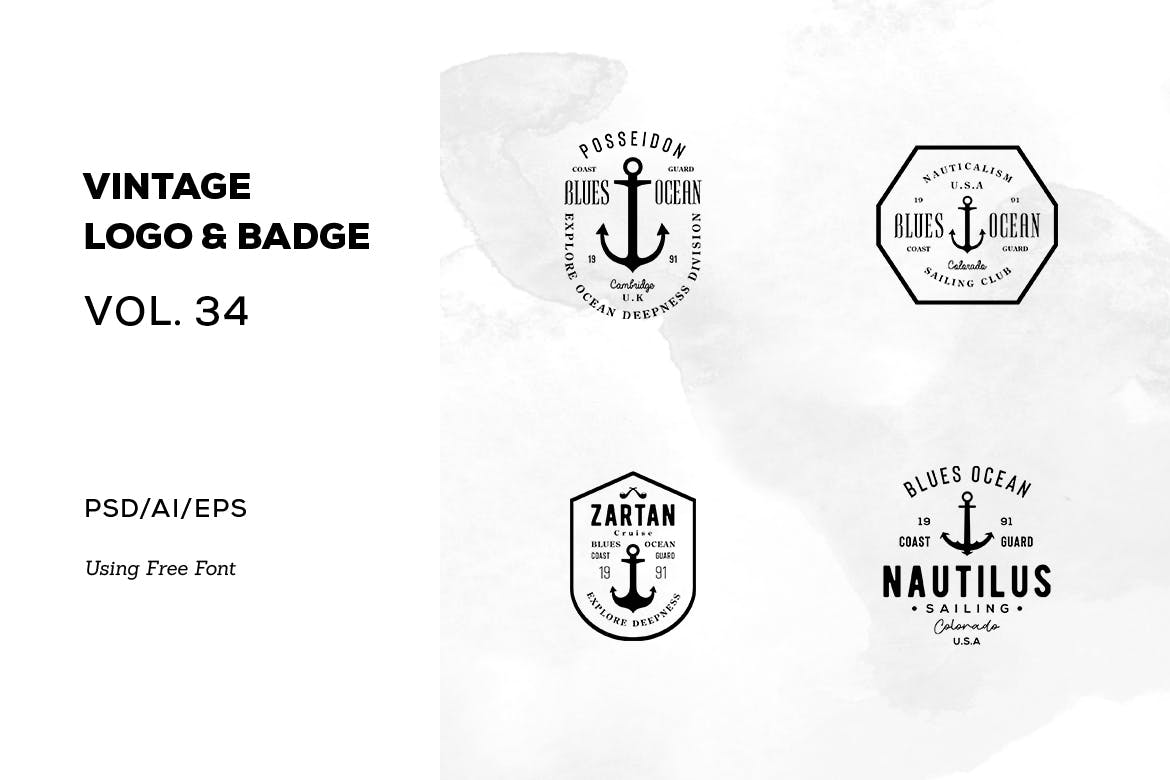 欧美复古设计风格品牌素材库精选LOGO商标模板v34 Vintage Logo & Badge Vol. 34插图