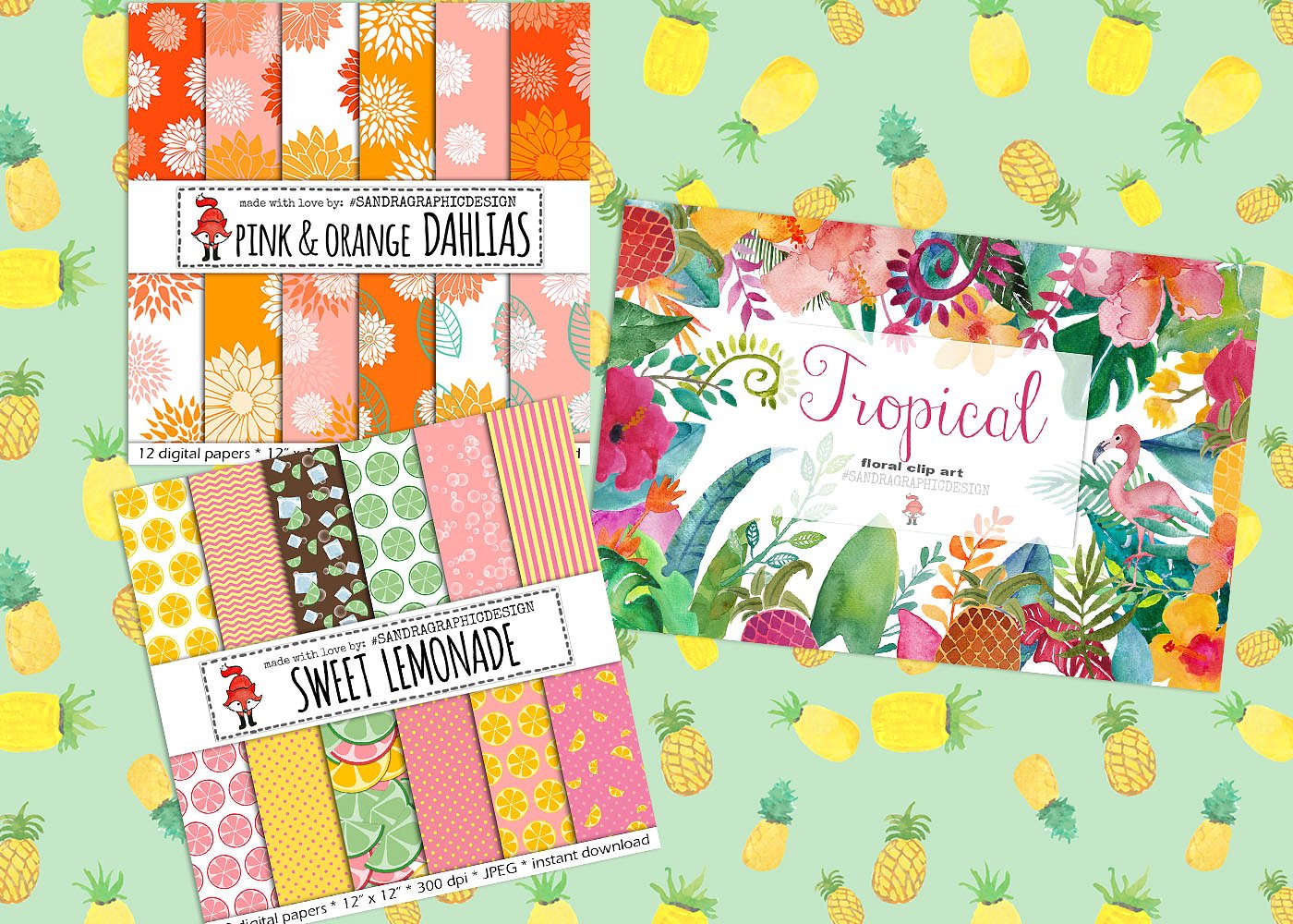 清新可爱的夏天手绘水彩风格元素大集合插图(4)