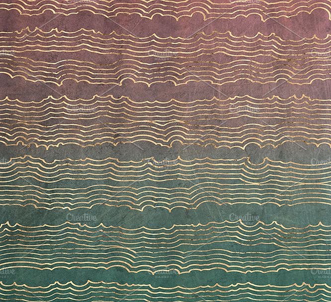 金色大理石石纹波纹背景纹理 Tourmaline Sliced Gold & Watercolors插图(1)