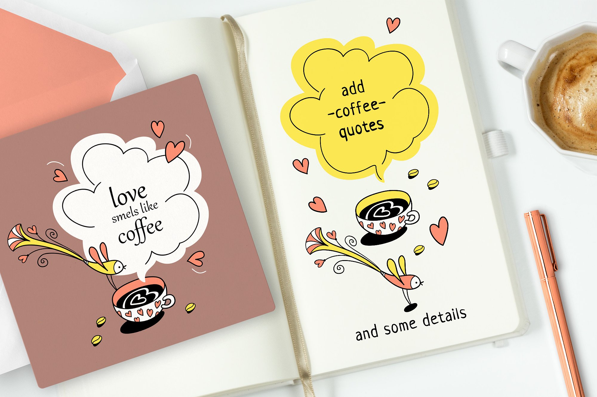 EVERY EARLY BIRD NEEDS COFFEE-手绘卡通咖啡插图素材下载[eps,png]插图(5)