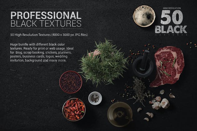 50款单反微距拍摄经典黑色肌理纹理背景 Bundle Black Textures Vol1 x50插图(7)