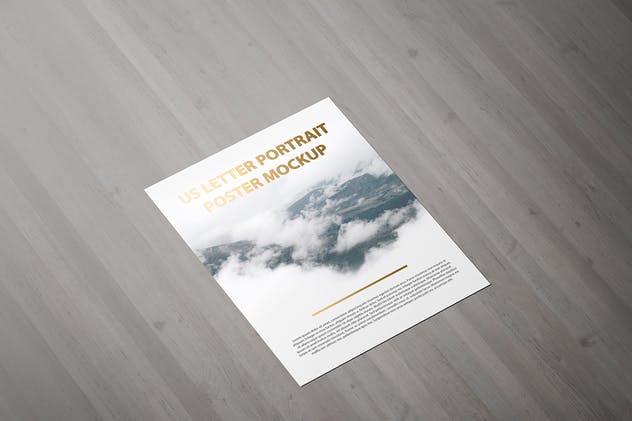 美国信纸规格海报传单/信头样机 US Letter Portait Flyer / Letterhead Mockup插图(12)