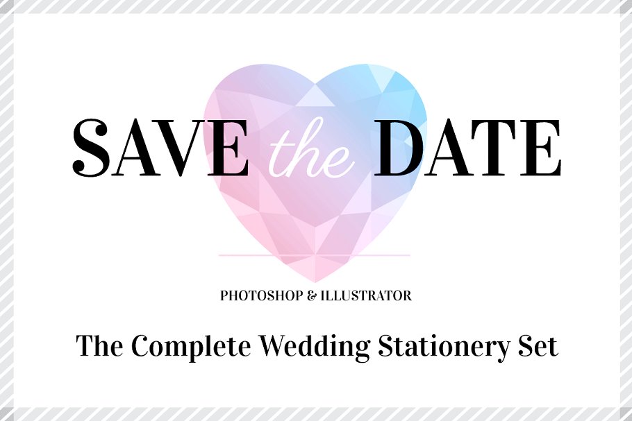 婚礼邀请函设计模板合集 Wedding Stationery Template Set插图