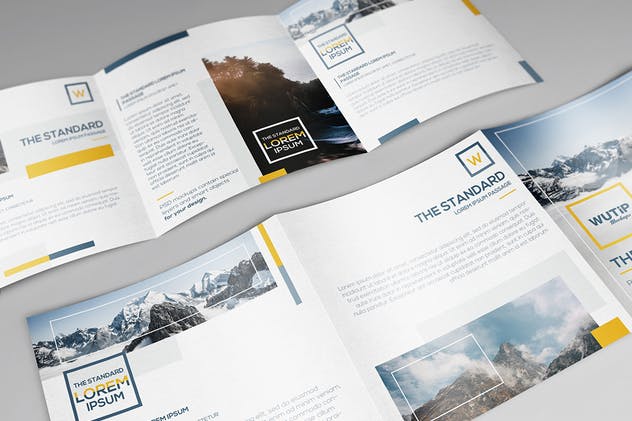 方形三折页宣传册机 Square Trifold Brochure Mockups插图(7)