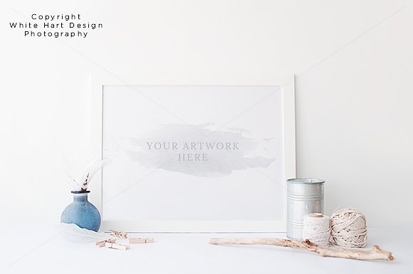 景观墙艺术框架样机模型   Landscape wall art frame mock up插图