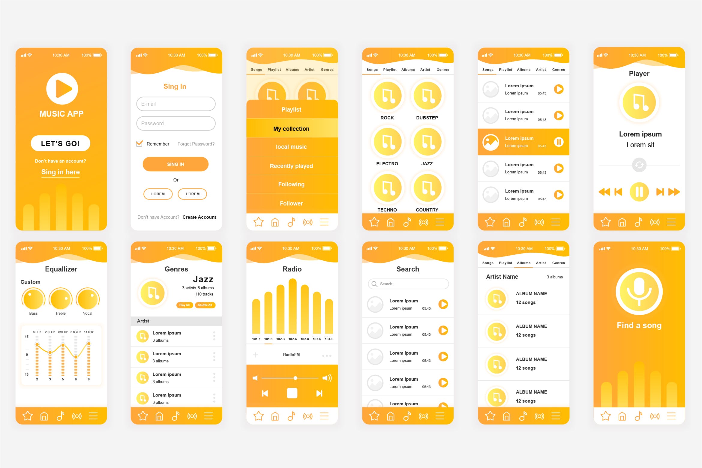 免费音乐APP应用UI设计套件 Music Mobile App UI Kit插图