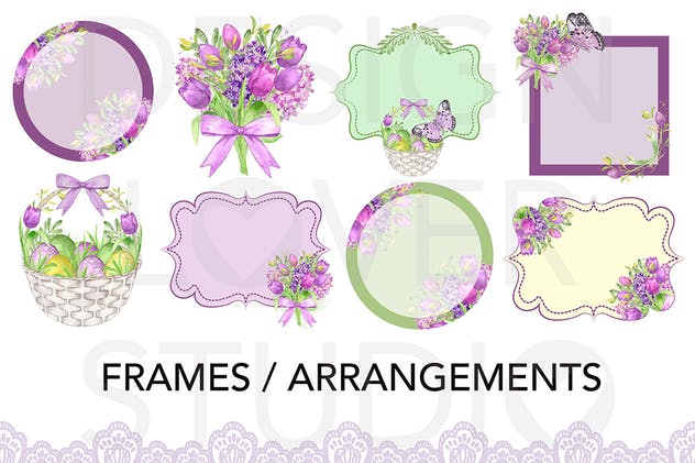 紫色复活节水彩数码纸张背景素材 Watercolor PURPLE EASTER digital paper pack插图(2)