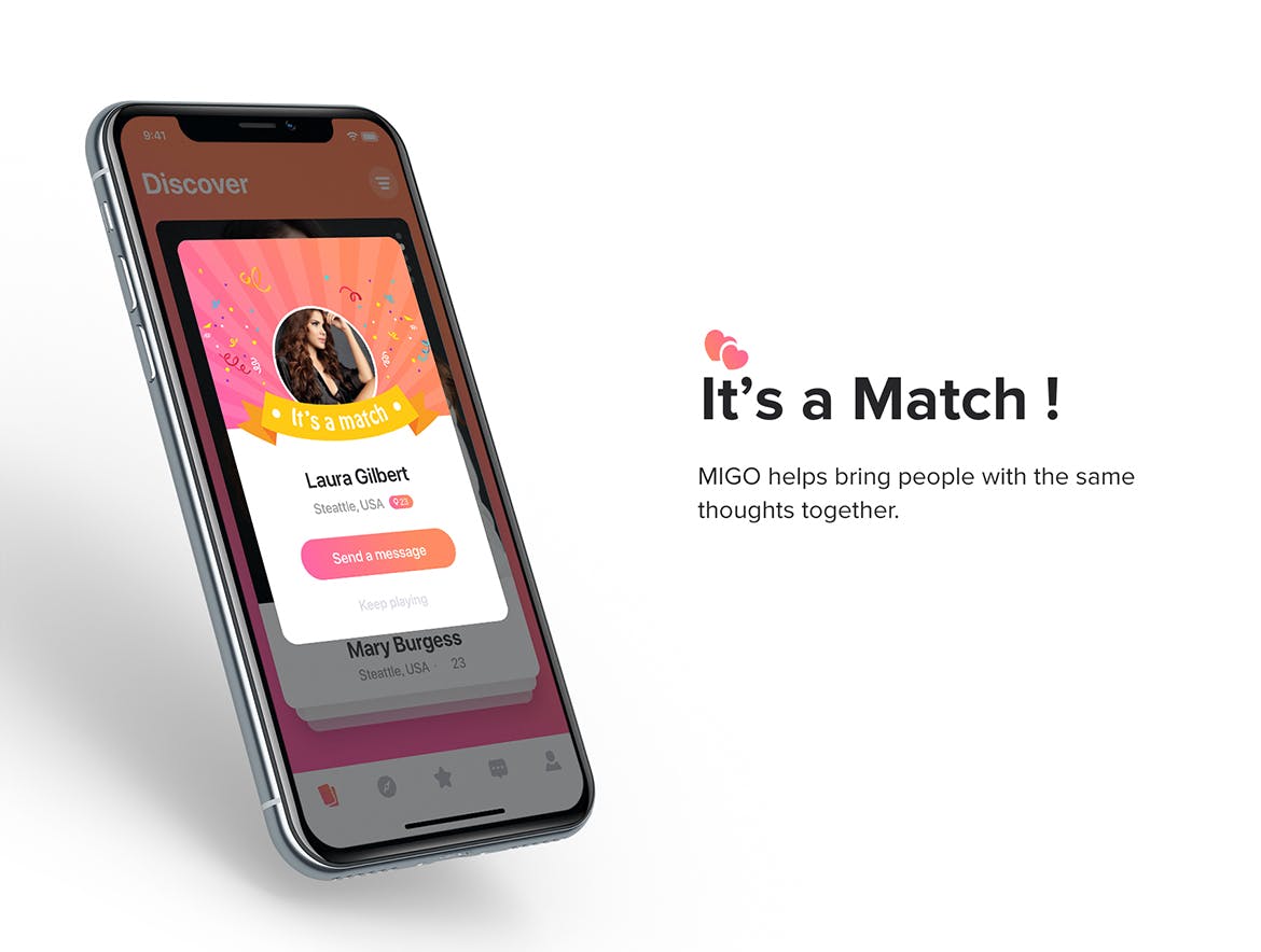 约会网上交友APP应用UI设计套件SKETCH模板 MIGO Dating UI Kit for SKETCH插图(3)