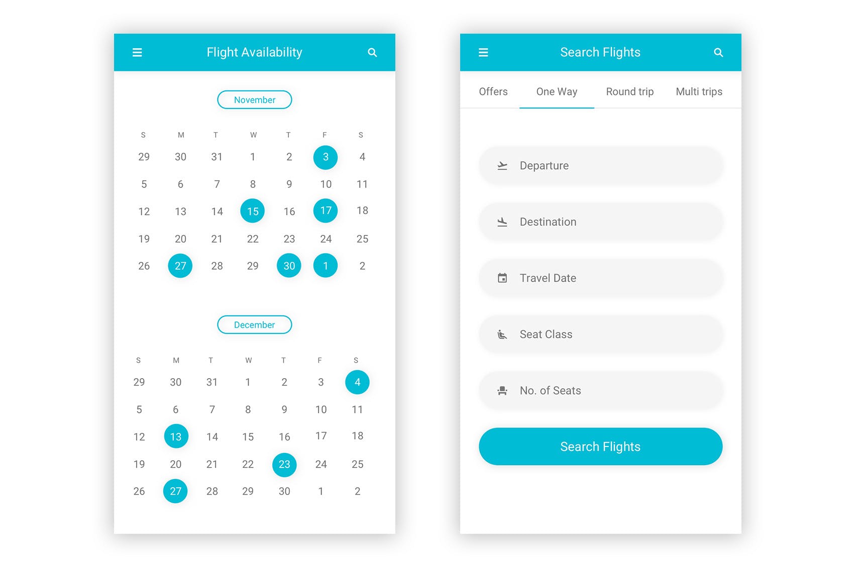 旅行和航班机票预订APP应用程序UI界面设计PSD模板 Udaan – Travel & Flight Booking App for Photoshop插图(8)