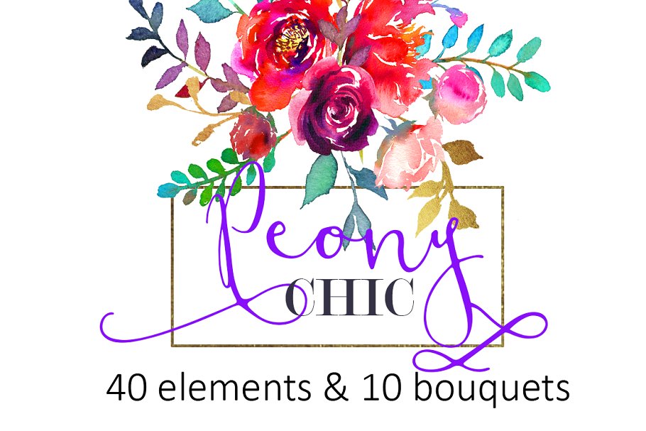 紫色水彩花卉剪贴画 Purple Watercolor Flowers Clipart插图