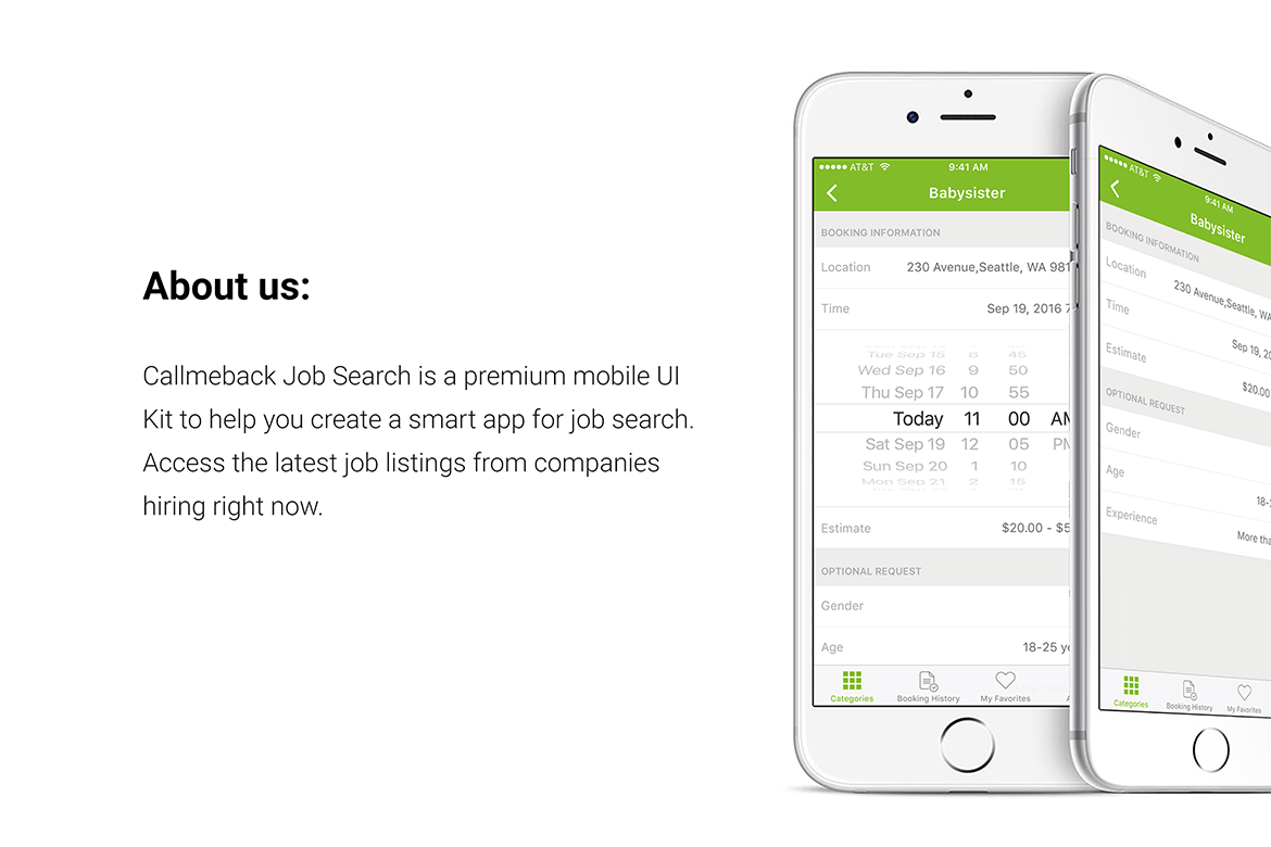 招聘APP应用用户界面设计UI素材 Callmeback –  UI Design for Job Search插图(1)