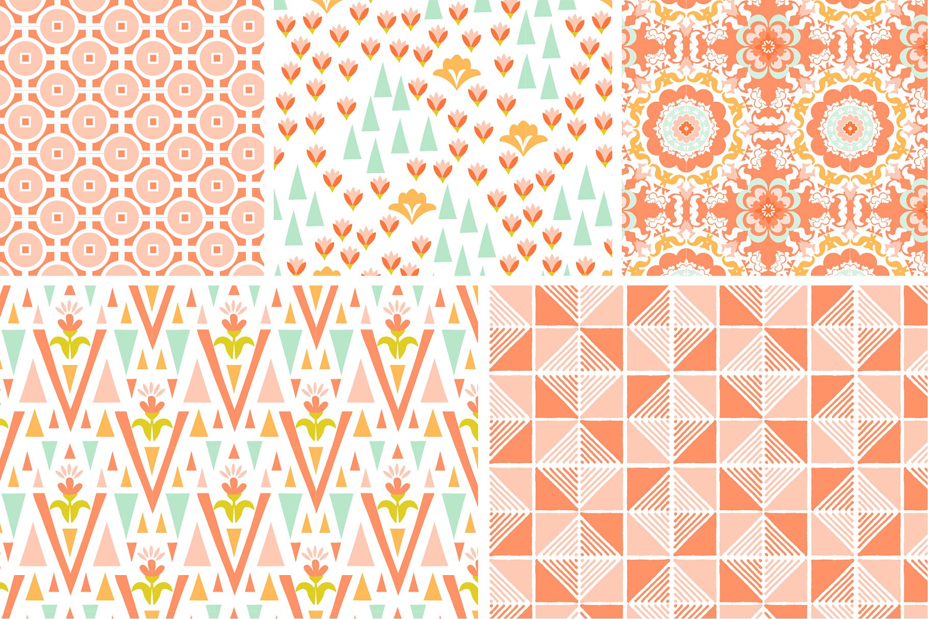 靛蓝与番木瓜色现代图案纹理 Indigo and Papaya Modern Patterns插图(9)