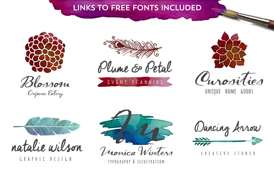 品牌设计水彩设计元素合集 The Watercolor Branding Kit插图(2)