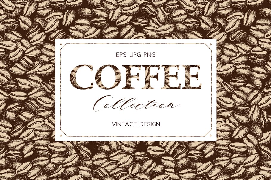 复古风格咖啡主题插画素材 Vinatge Coffee Design Set插图