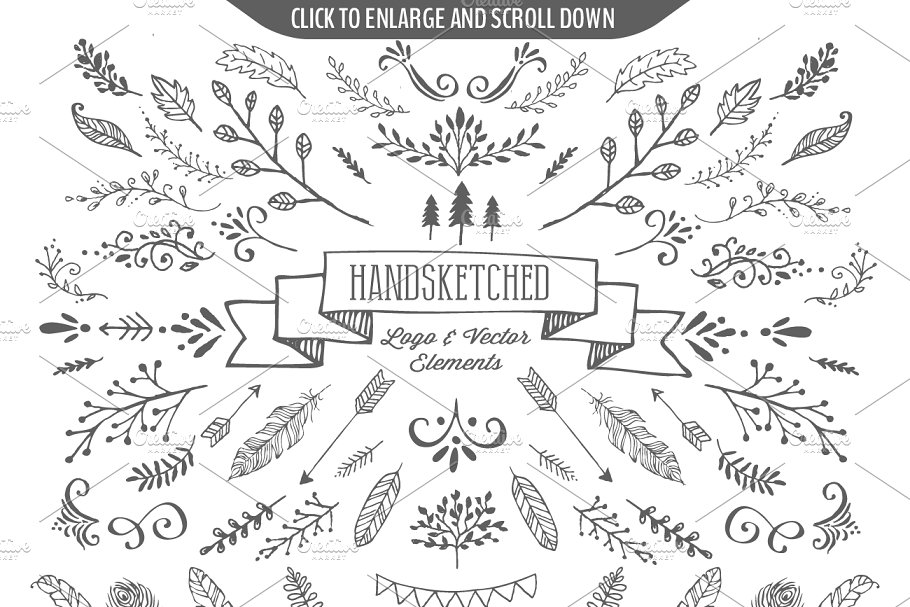 手工素描矢量设计元素集 HandSketched Vector Elements Pack插图(4)