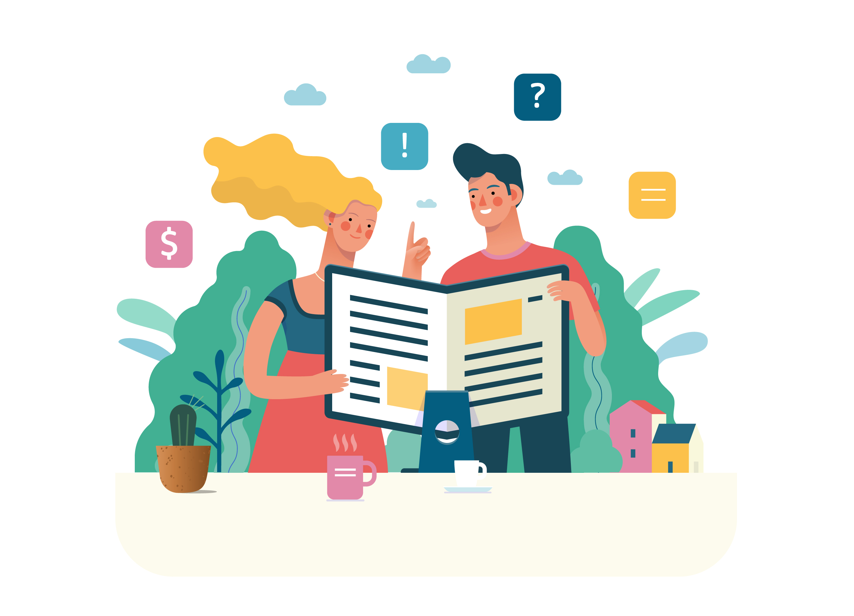 互联网多种商业业务概念扁平化插画下载[Ai]插图