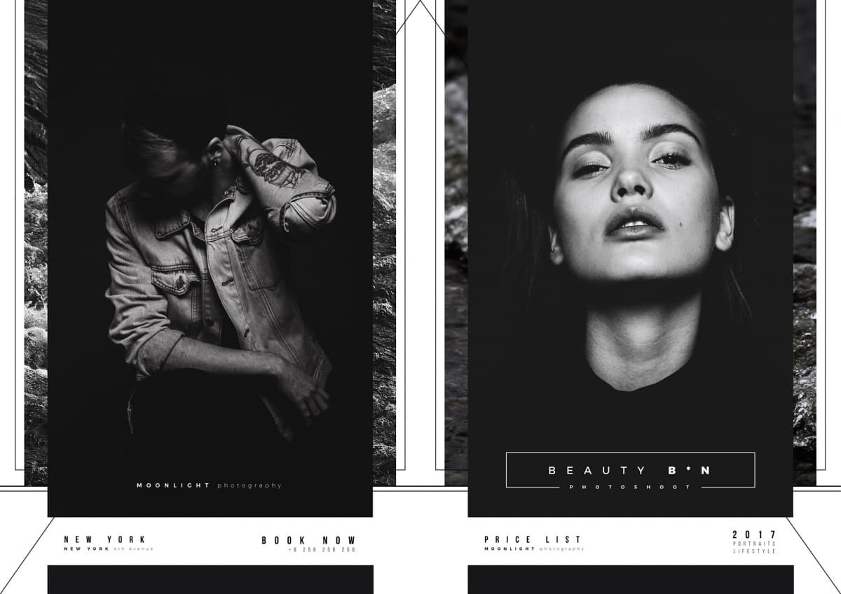 A4折页产品手册模板 Beauty B*N, FREE Brochure Template Folded For Illustrator插图