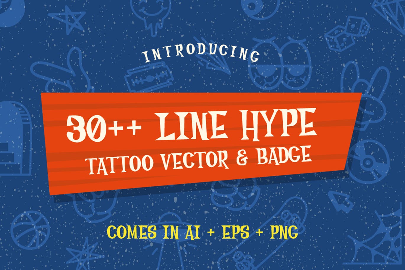 30+线条艺术纹身图案&徽章矢量图形素材 30++ Line Hype Tattoo Vector & Badge插图