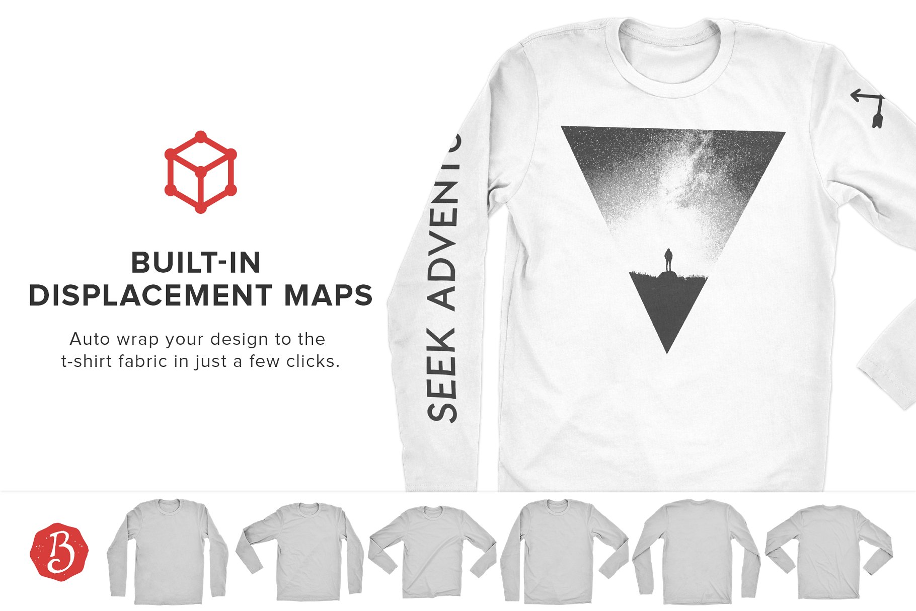 长袖圆领T恤样机模板 Next Level Long Sleeve Shirt Mockup插图(2)