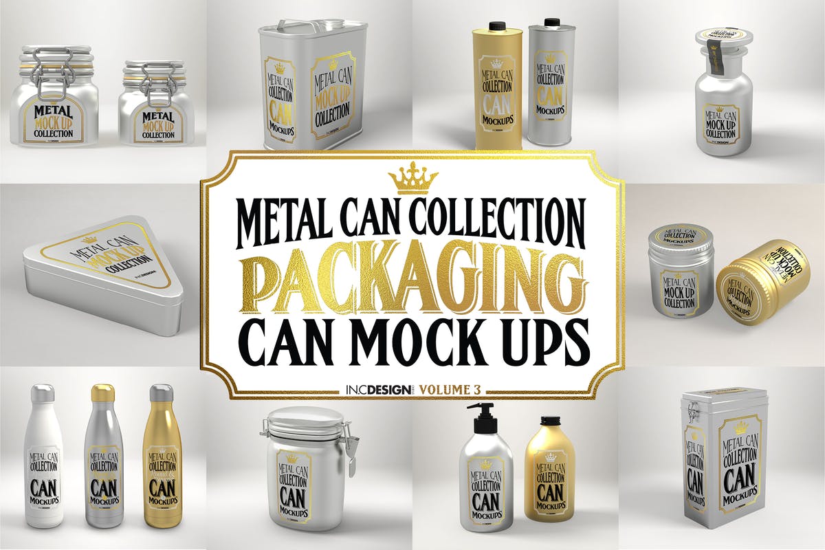 食品饮料金属容器罐子罐头样机vol.3 Vol. 3 Metal Can Mockup Collection插图