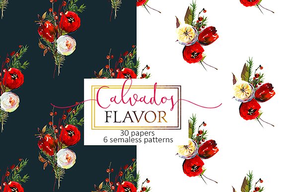 圣诞花饰纸张图案纹理素材 Christmas floral paper pattern pack插图(4)