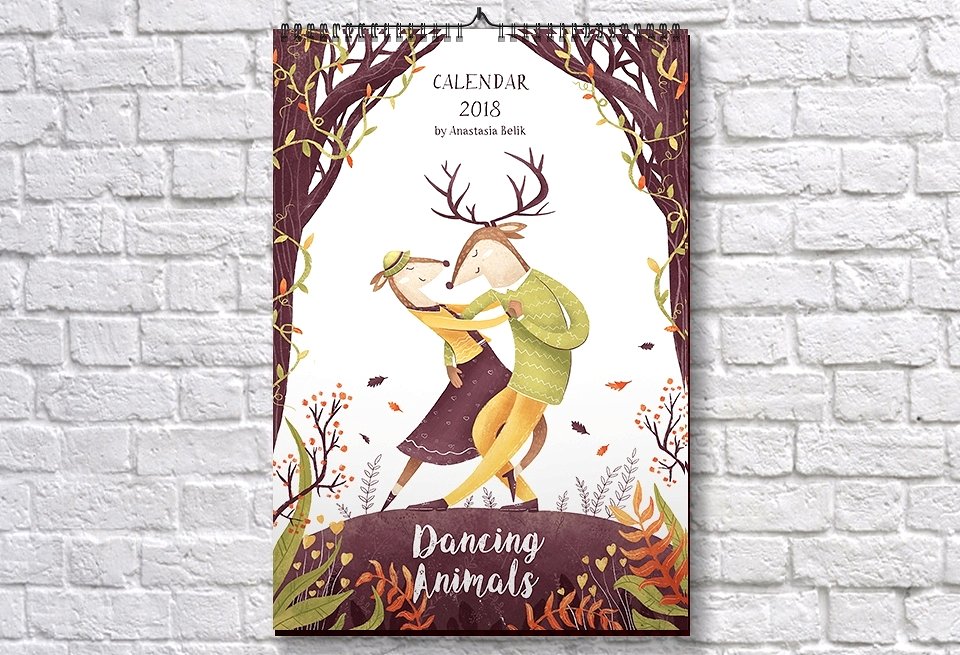 24款卡通跳舞的动物手绘插画素材[psd,png,jpg,pdf]插图(7)