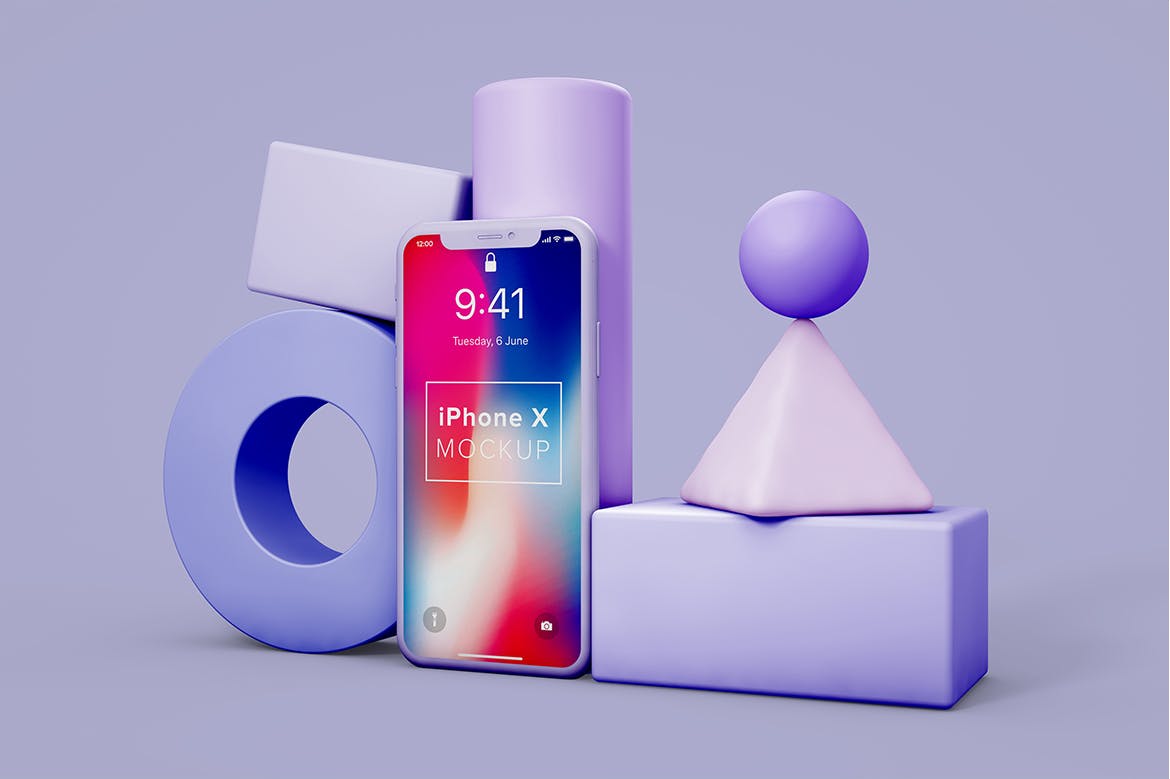 iPhone X手机创意场景样机模板 iPhone X Still Life Mockup插图(1)