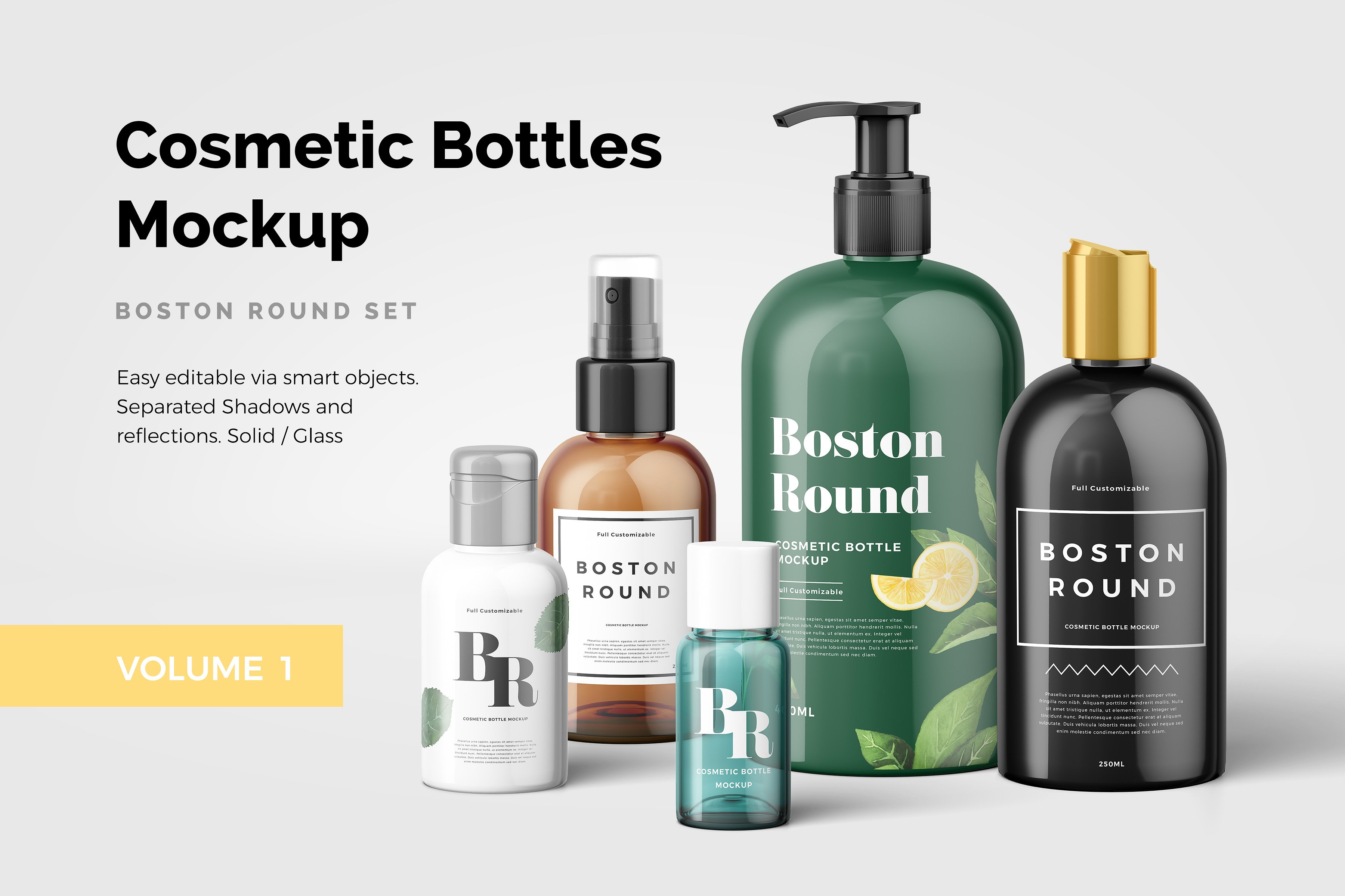 时尚的化妆品样机模型下载Cosmetic Bottles Mockup插图