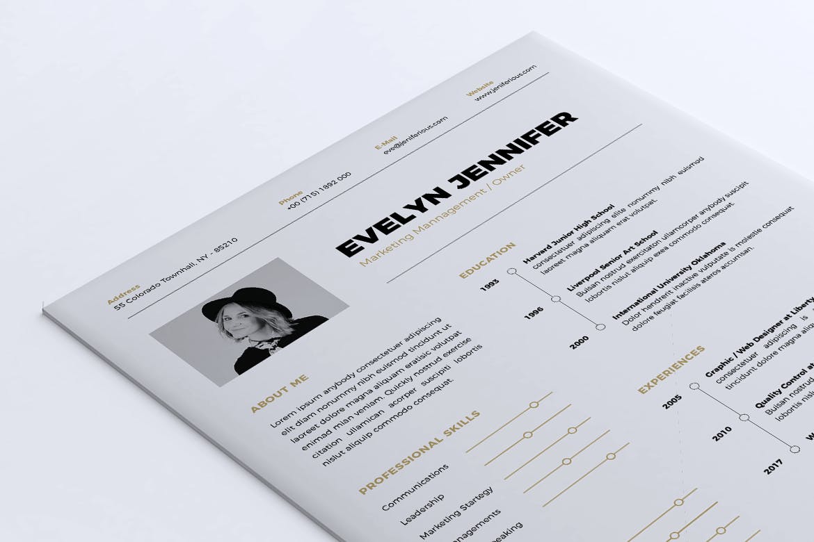 低调简约个人应聘电子简历设计模板v13 Minimalist CV Resume Vol. 13插图(2)