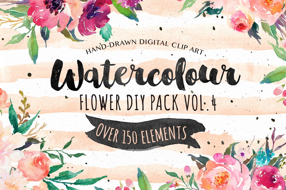 手绘水彩DIY素材包 Watercolor  DIY pack Vol.4插图