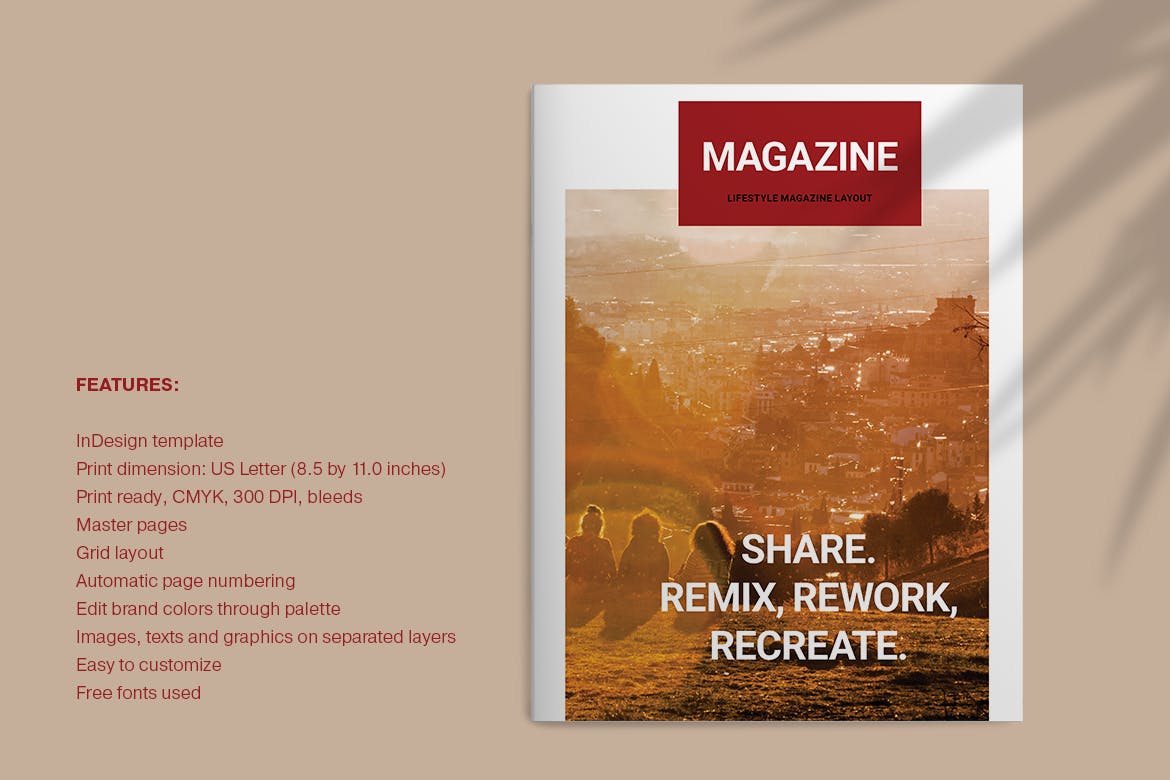 红色封面杂志版式设计模板 Red Magazine插图(1)