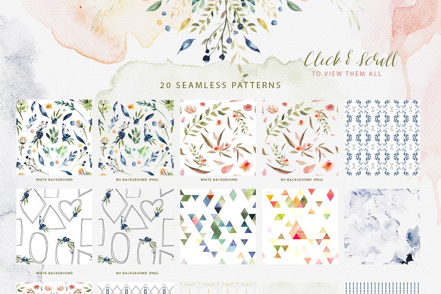 水彩花卉剪贴画合集[对象、花环&纹理] Falling Watercolor Clipart Bundle插图(12)