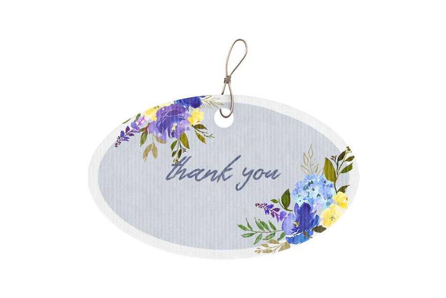 皇家蓝色水彩花卉剪贴画 Royal Blue Watercolor Floral Clipart插图(7)